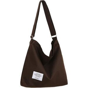 Women's Coffee Imported Canvas Retro Large Size Shoulder Crossbody Tote Bag